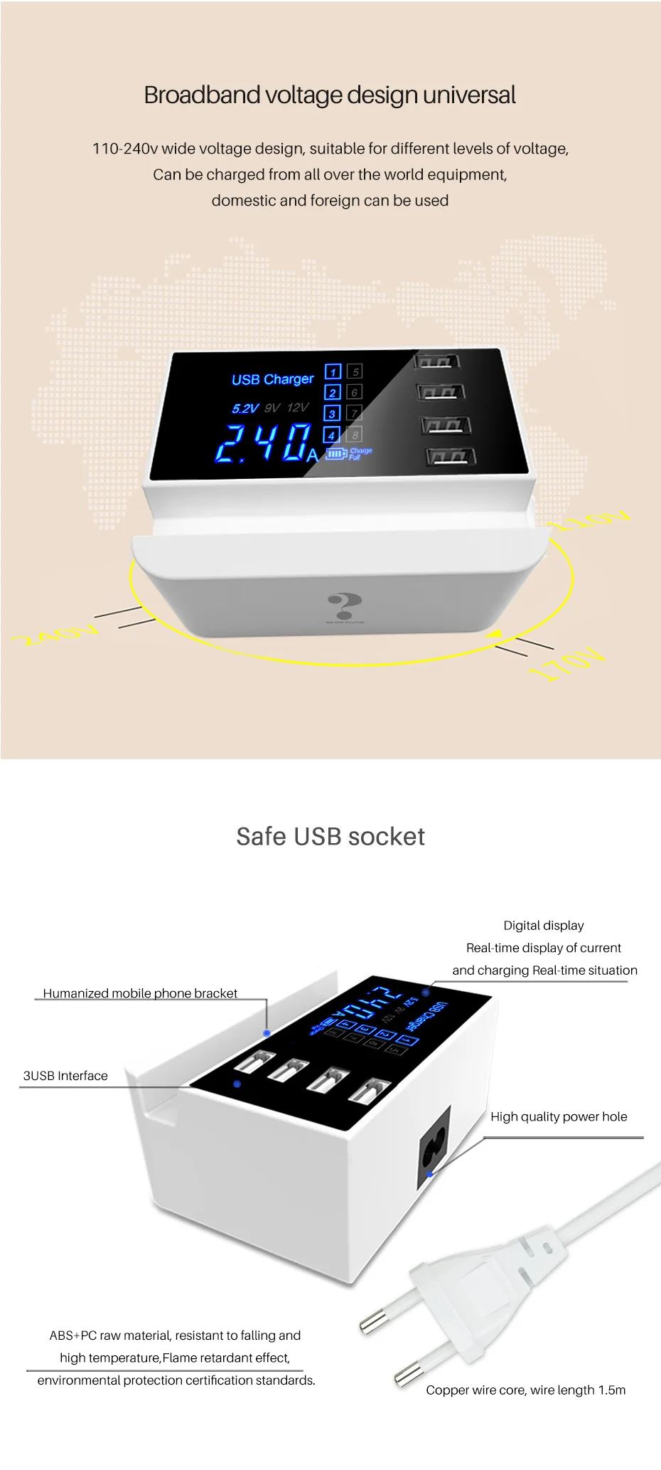 Подставка для телефона 4 порта USB зарядное устройство быстрозарядная станция концентратор умный рабочий стол разъём адаптера питания для телефона планшета Xiaomi samsung S9