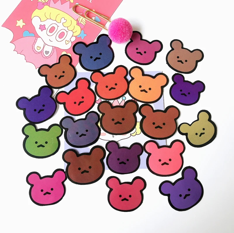 20 шт./компл. мультфильм милый медведь красочные наклейки в Корейском стиле Ins