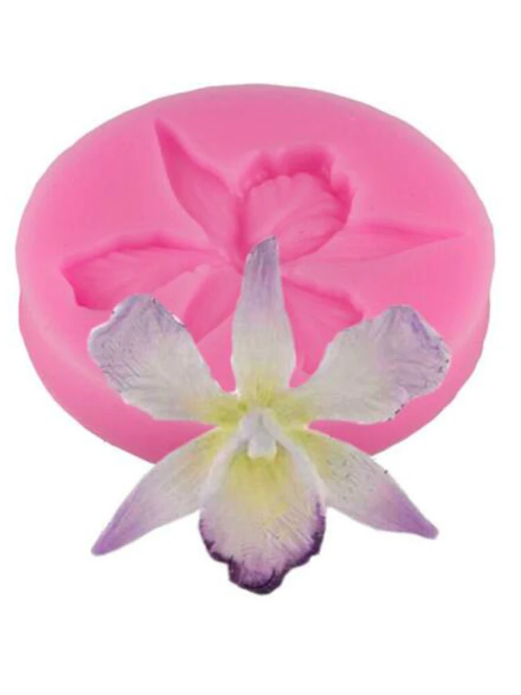 Силиконовая 3D форма с орхидеей приспособление для выпечки тортов приклеиваемая