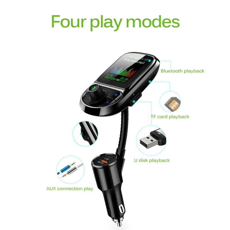 Автомобильный FM-трансмиттер Onever Pantalla a Color Bluetooth 5 0 беспроводной модулятор mp3-плеер