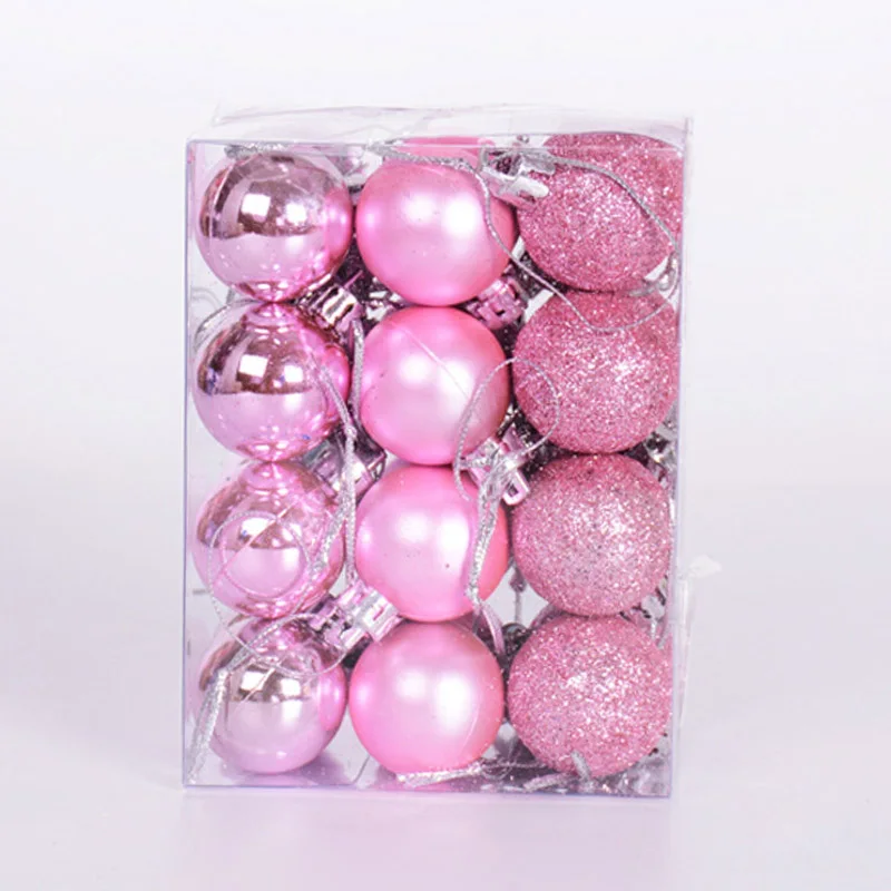 

24pcs 30mm Mini Christmas Balls Baubles Plastic Tree Hanging Decorations For Party HEE889