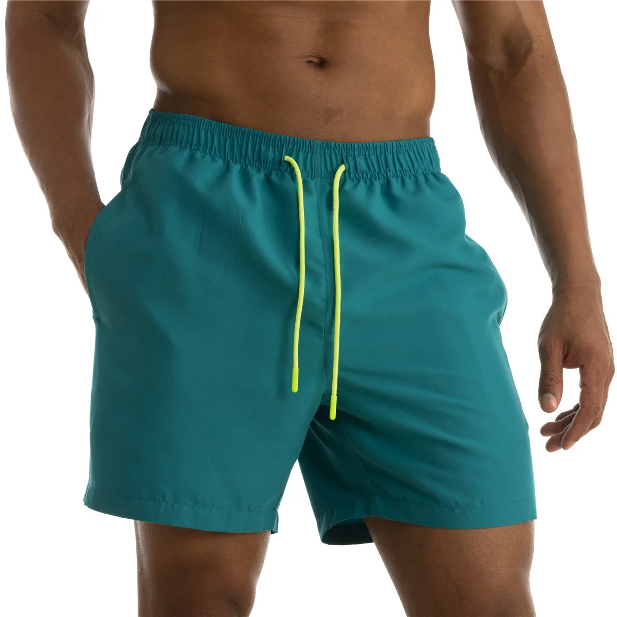 

Men's Quick Dry Swim Trunks Solid Swimsuit Sports Shorts with Back Zipper Pockets