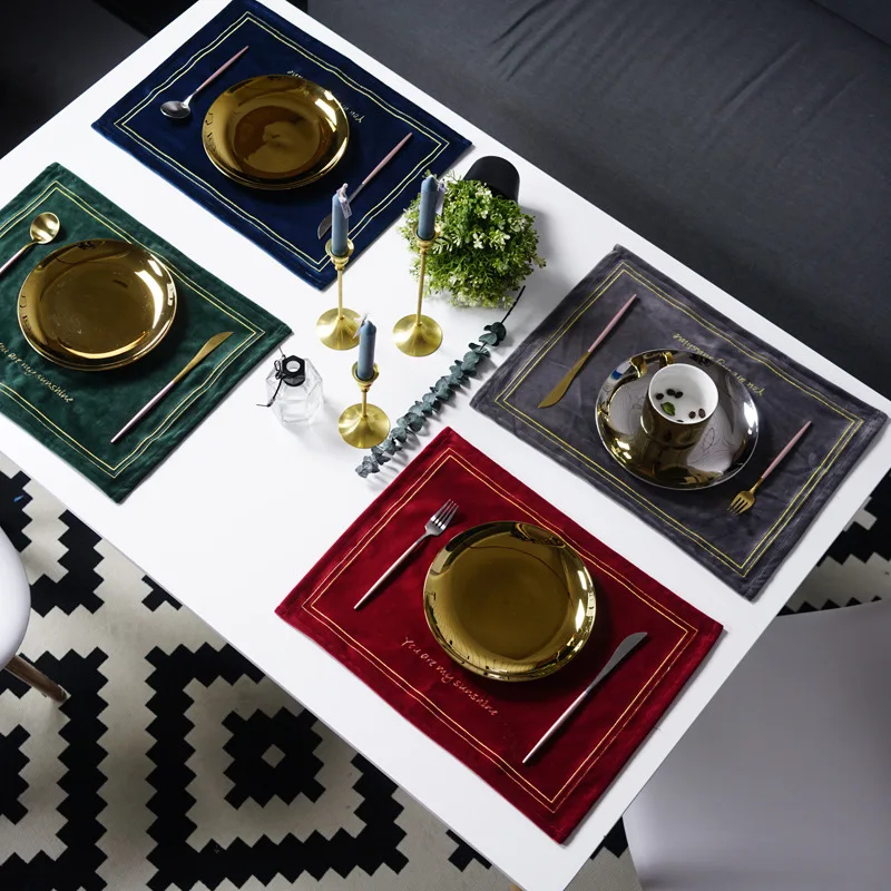 4 шт./лот зеленая прямоугольная бархатная кухонная подставка коврик для