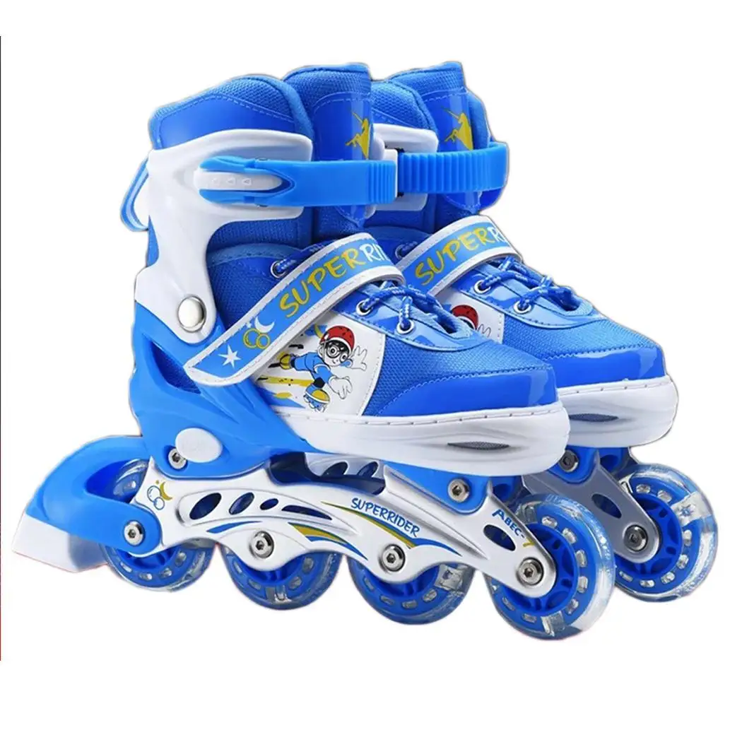 Детские роликовые коньки дышащие светящиеся регулируемый размер модная обувь