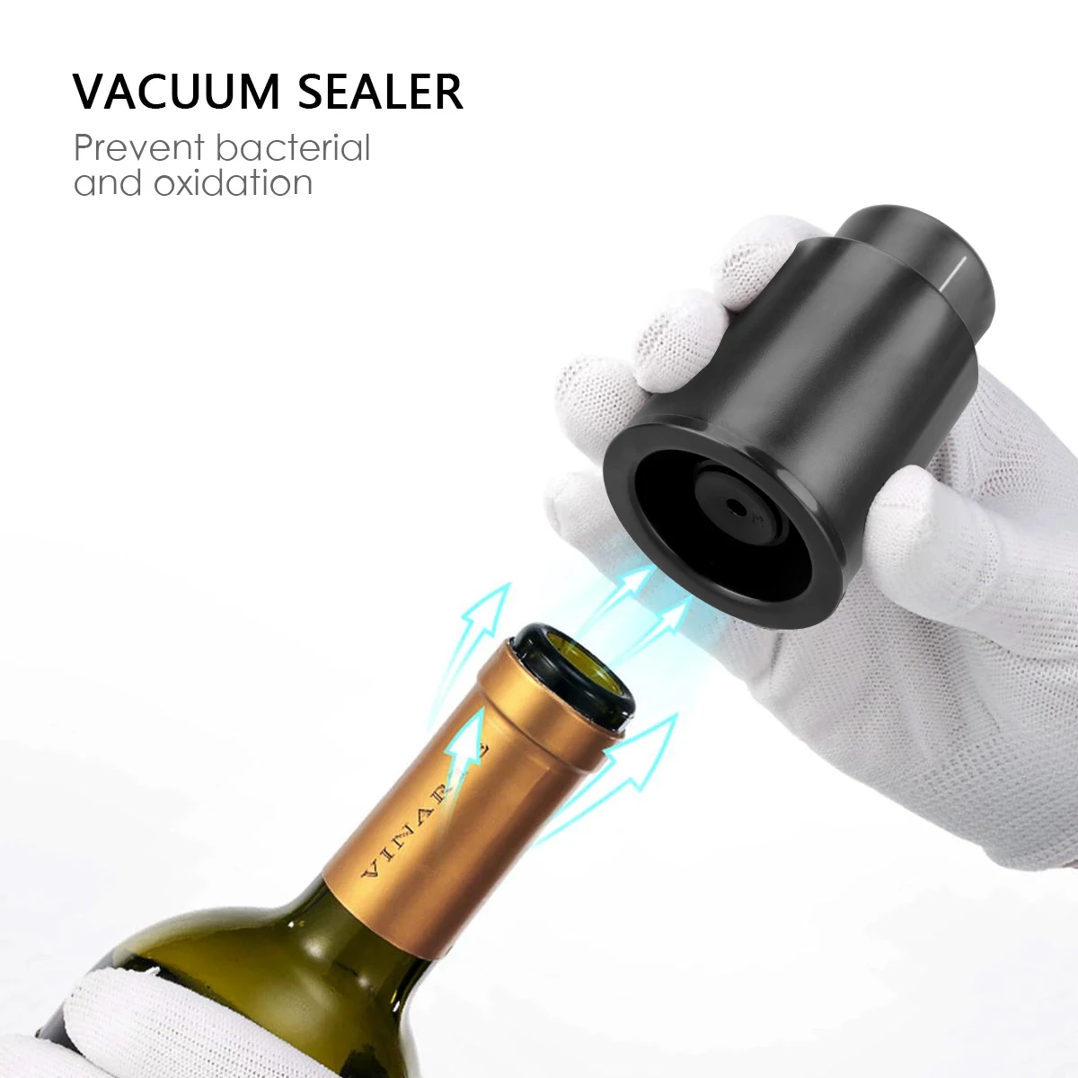 

Vacuum Wine Bottle Stopper Barware Wine Cork Push Style Bar Tools Black ABS Sealed Storage Vacuum Memory Wine Stopper