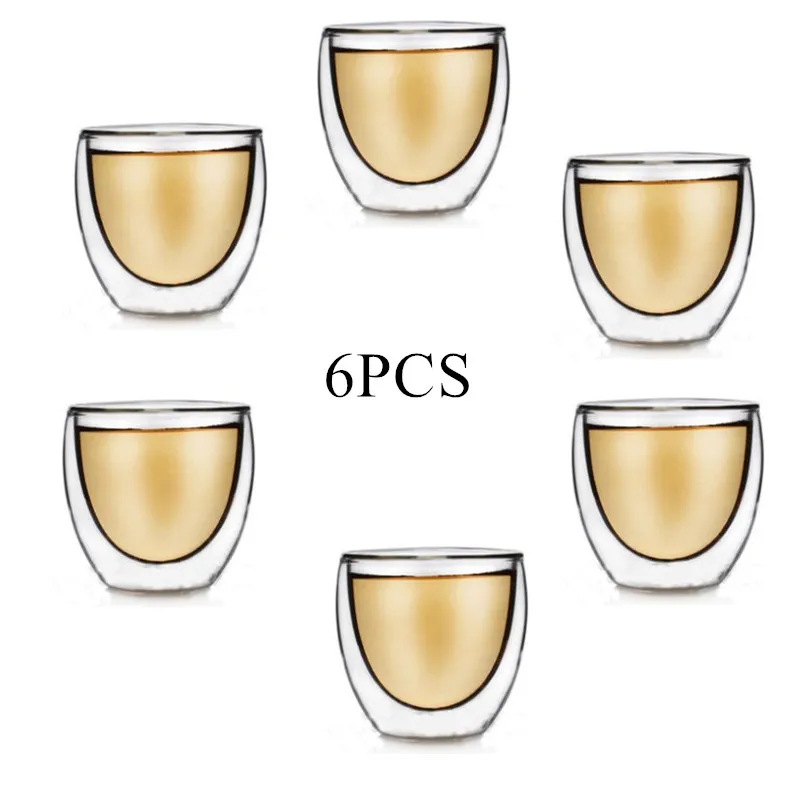 2021 Double Wall Glass Clear Handmade Heat Resistant Tea Drink Cups Healthy Mug Coffee Insulated Shot | Дом и сад