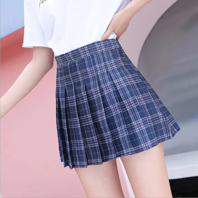 

Summer Women Skirts 2021 New Korean High Waist Plaid Mini Skirt Women School Girls Sexy Cute Pleated Skirt with Zipper JK Dress