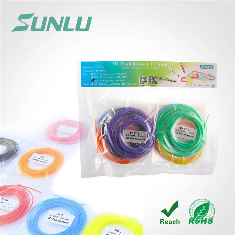 3D Printer Filament PCL 1.75mm SL-300A/SL-400A/Prince M1 Pen For Children Scribble Total Length 100m 10 Colors | Компьютеры и офис