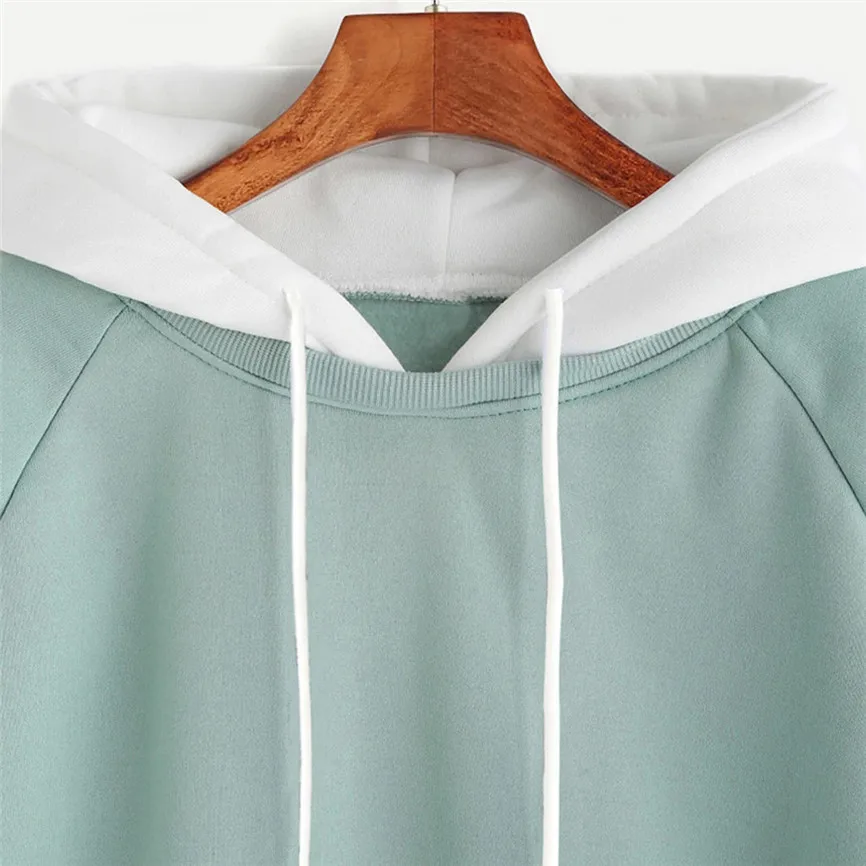 Толстовки и свитшоты для женщин Ladie сшивание контрастного цвета с длинным