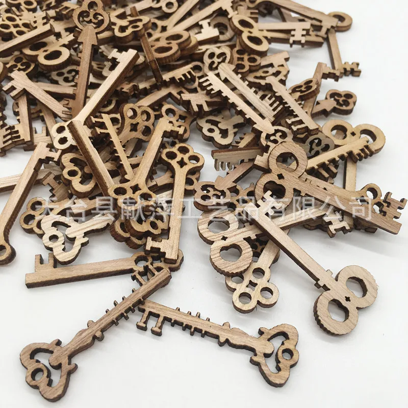 

20PCS Mini Wooden Key Shapes Crafts Wood DIY Art Craft Embellishment Keys Cards Bookmark Scrapbooks for Wedding Party Decoration