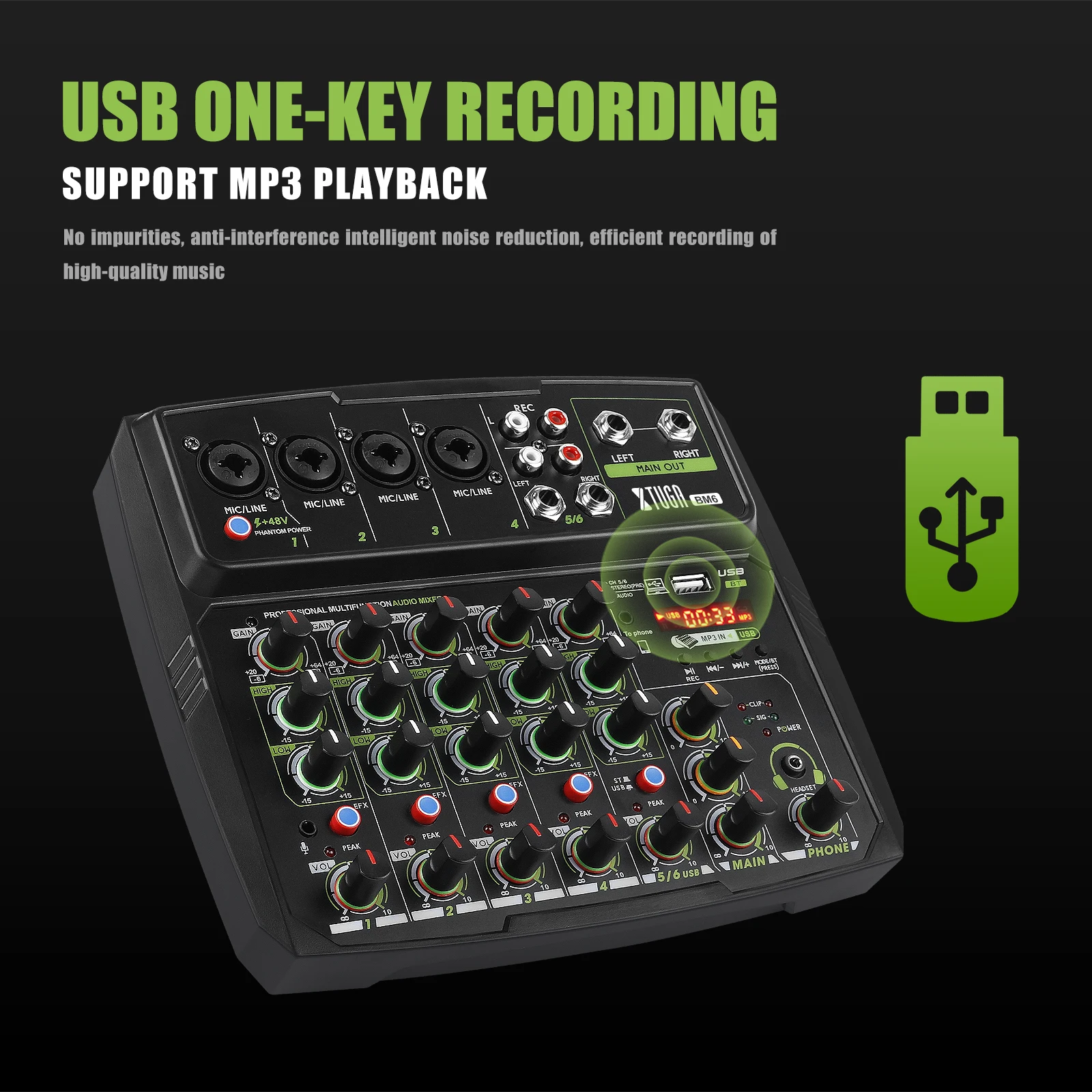 XTUGA микшер аудио DJ консоль с мобильный телефон функцией прямого эфира Bluetooth