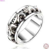 s925 sterling silver charm rings handmade thai silver personality good luck rotatable elephant hand jewelry for men and women