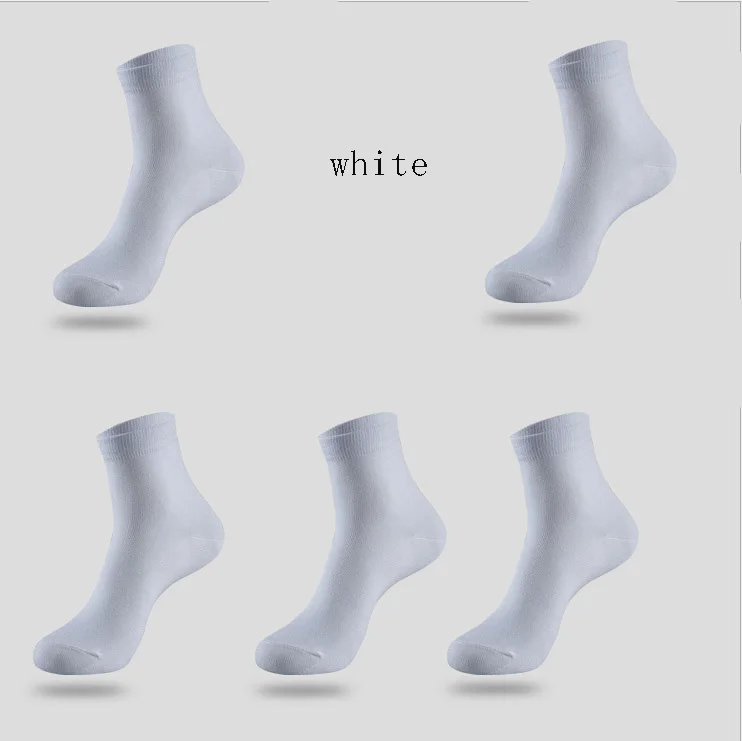 white Высококачественные мужские хлопковые носки новые 5 пар/партия черные деловые дышащие дезодоранты теплые осенние и зимние подходят для мужчин - Цвет: white