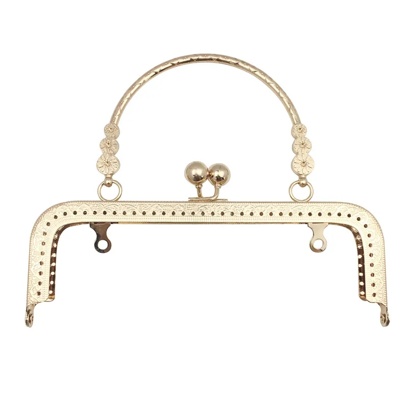 Light Gold HAOFA 18 см аксессуары для сумок цветок ручка для шитья кошелек рамки античная бронза серебро Золотой пистолет черный поцелуй сумка с пряжкой запчасти - Цвет: Light Gold