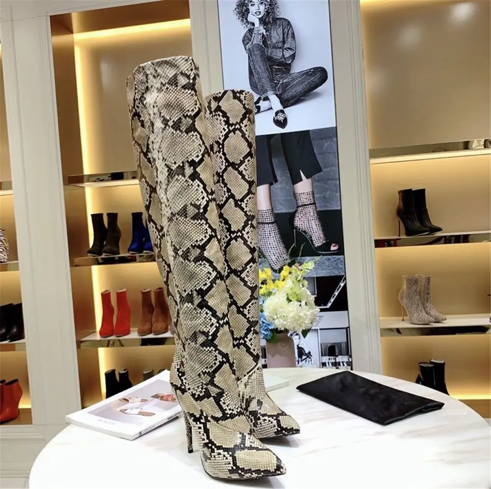 Женские сапоги выше колена из натуральной кожи женские на тонком высоком каблуке