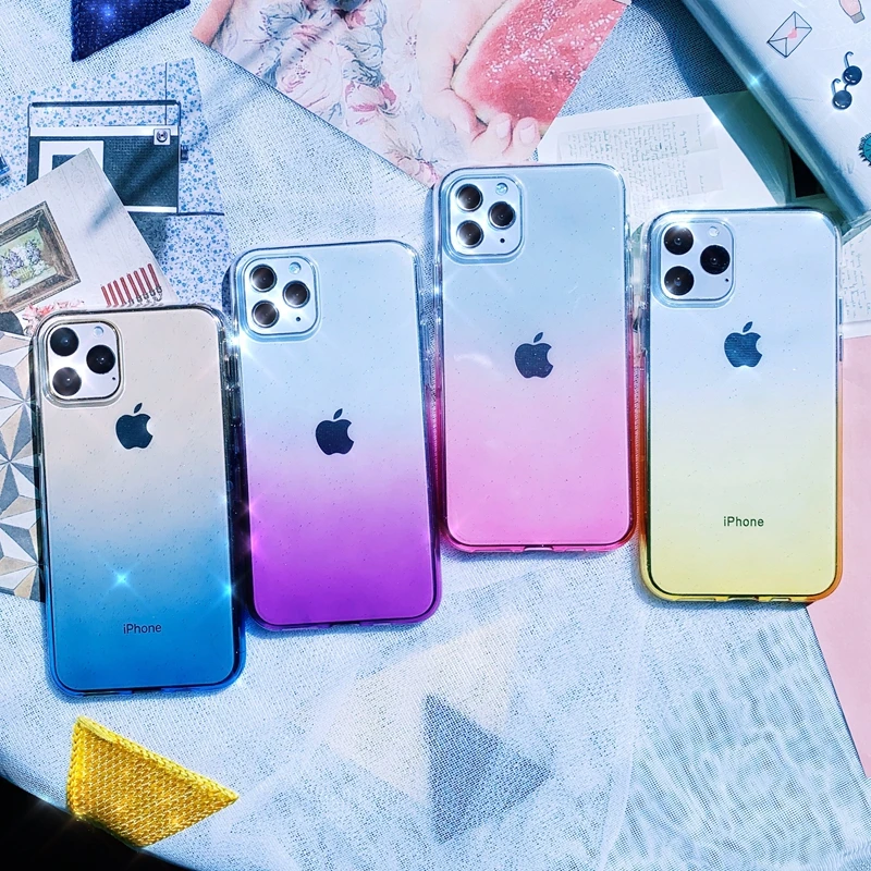 Прозрачный мягкий силиконовый чехол из ТПУ для iPhone X XR XS 11 Pro Max 8 7 6 6s Plus с радужным
