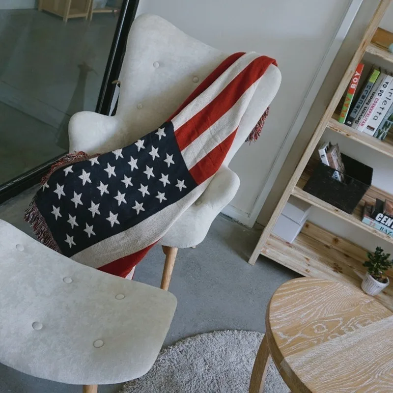 Американские одеяла с изображением флага диван Decora ретро искусство красная