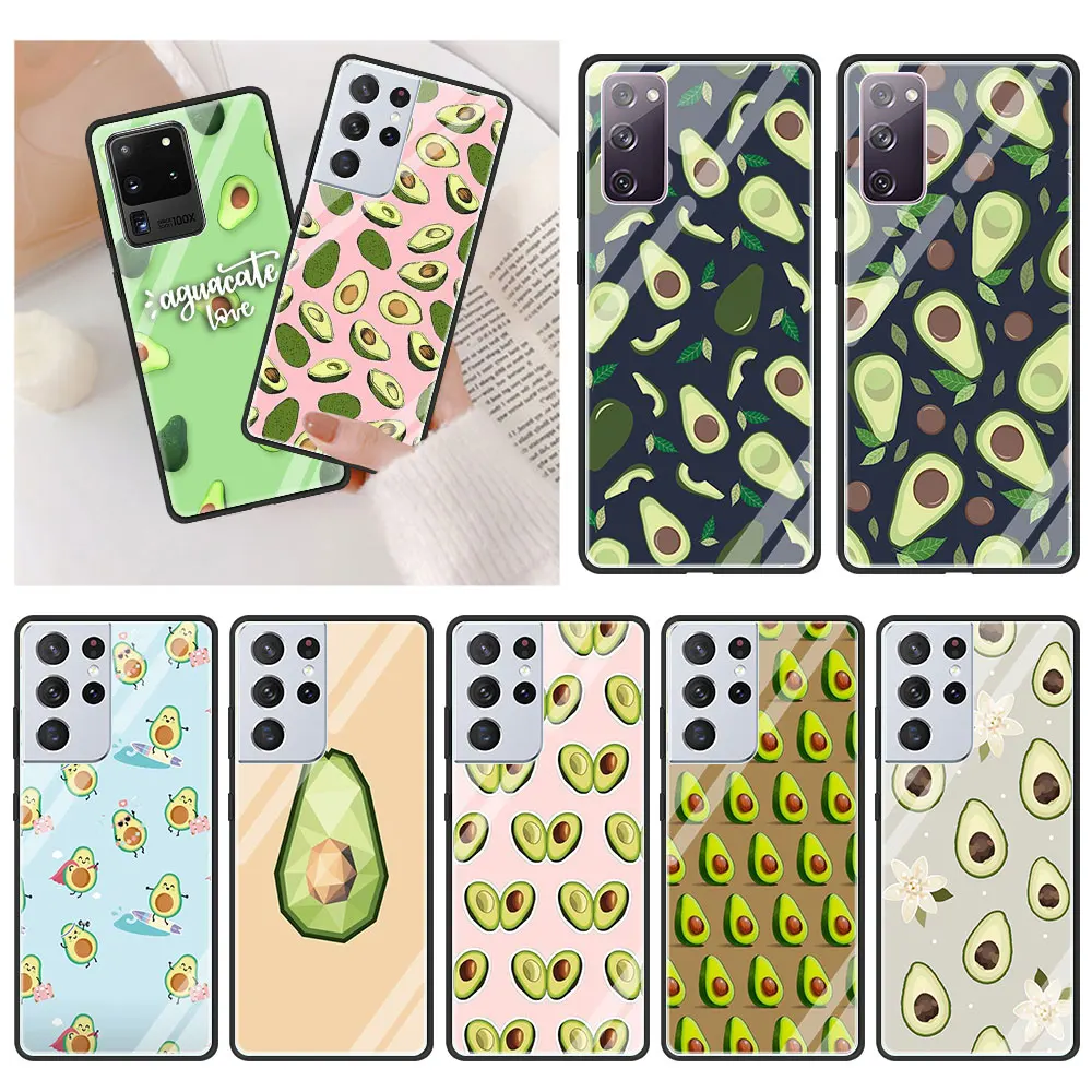 

Avocado Phone Case for Samsung Galaxy S20 FE S21 S20 Ultra S10E S10 Lite S9 S8 Plus Tempered Glass Soft Edge Shell