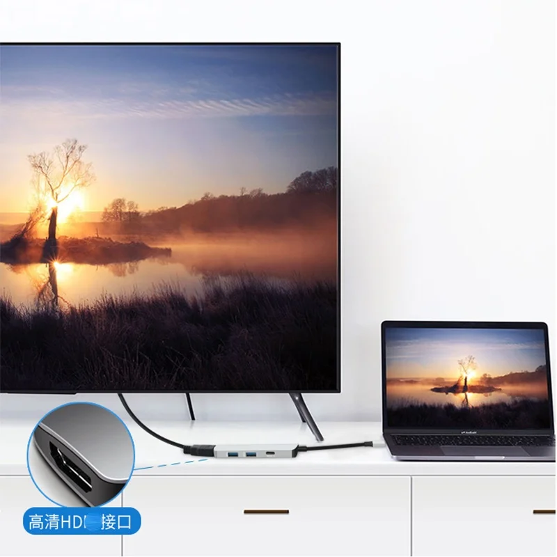 Адаптер Basix USB C HDMI Type Hub Thunderbolt 3 для MacBook Samsung Galaxy S9 Huawei P20 Mate 20 Hub|Кабели VGA| |