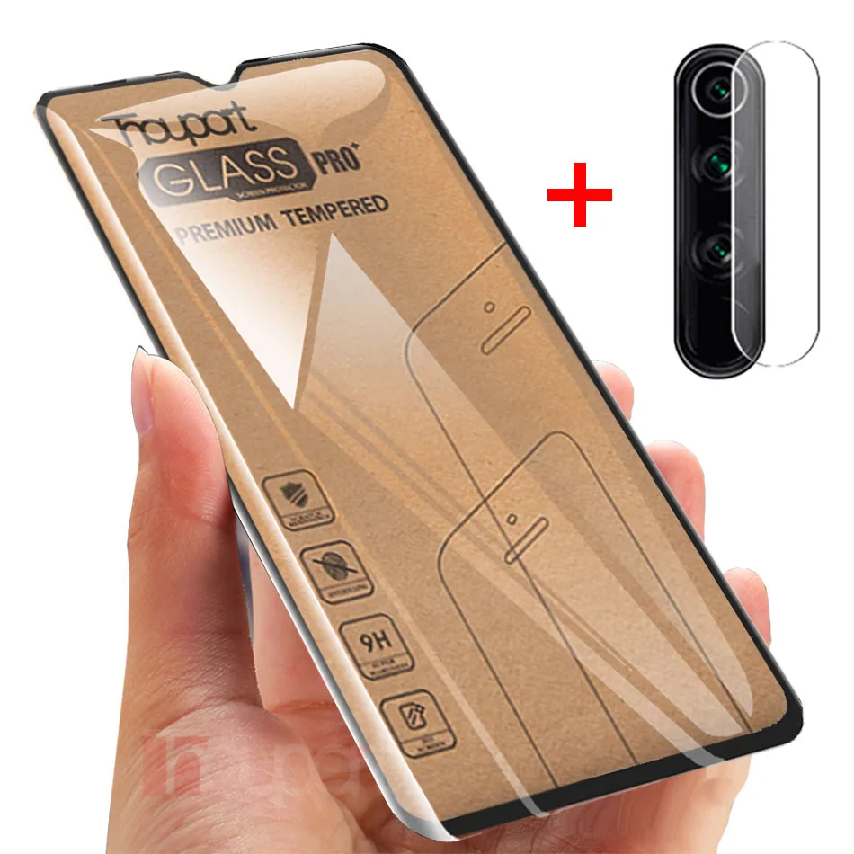 2 в 1 закаленное стекло для Xiaomi Redmi Note 8 Pro 8T 8A Защита экрана стеклянная пленка
