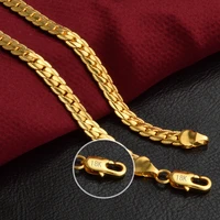 new 925 sterling silver 18202224 inch 18k gold 6mm full sideways chain necklace for women man fashion jewelry gift