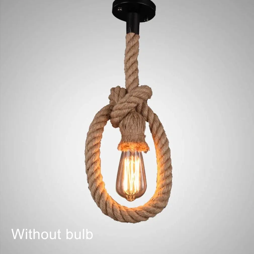 

Pendant Ceiling Light Vintage Hemp Rope Chandelier Hanging Lamp E27 Base For Farmhouse Restaurant Bar Home Decoration