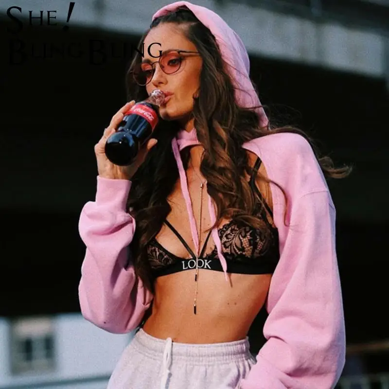 SheBlingBling на осень и весну свитер с капюшоном заниженной линией плеч для женщин