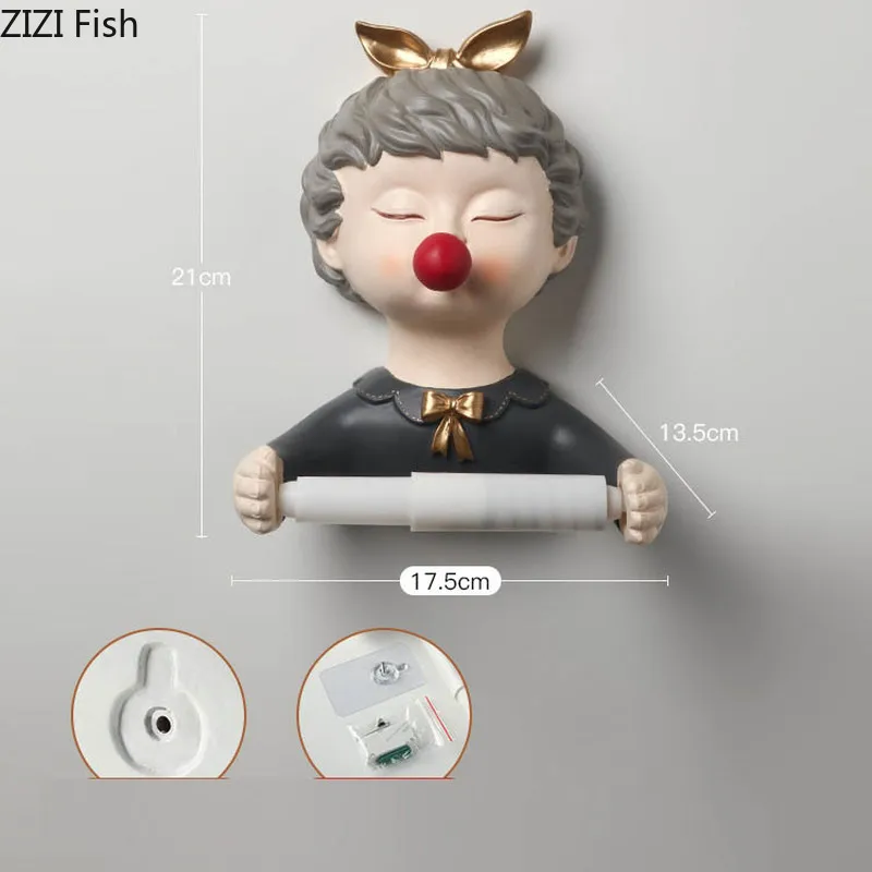 

European Creative Bubble Girl Toilet Paper Holder Wall Mount Tissue Box Wash Towel Storage Rack Bathroom Accessories Home Decor