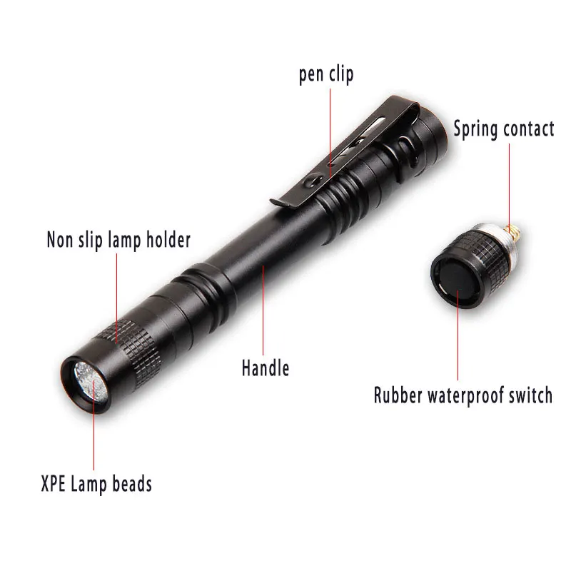 Мини Портативный светодиодный фонарик 1000 люмен 1 режим переключения для