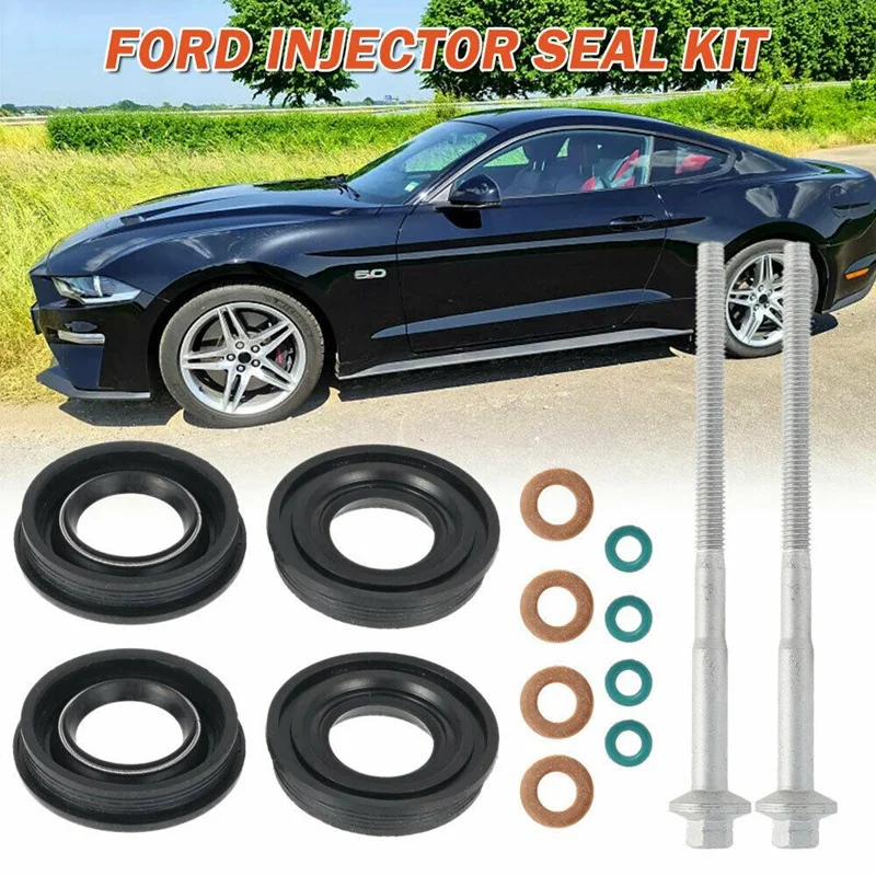 

14Pcs Metal Fuel Injector Seals Washers Rubber O Rings Bolts Fuel Inject Seals Repair Kit for Ford Transit MK7 2.2 TDCi