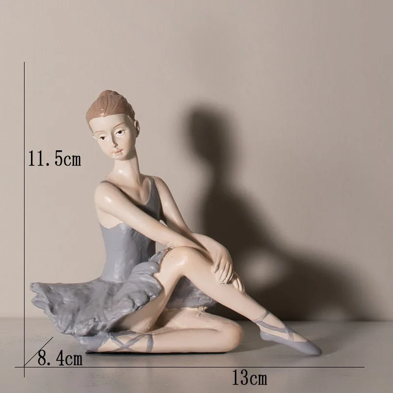 Cartoon Miniature Figurines Home Decor Cute Retro RefinedSimulation Resin Elegant Ballerina Decoration Living Room Ornament - Цвет: E