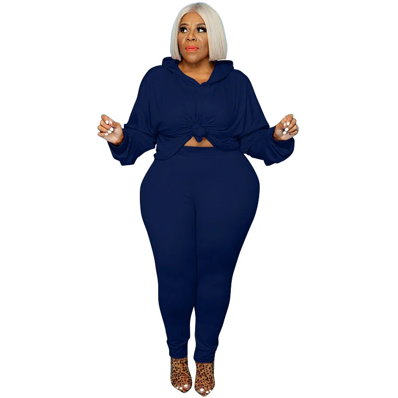 

Fashion Plus Size Two Piece Set Women Tracksuit Hoodies Full Sleeve Tops Long Pants Matching Sets Spring Autumn Casual Clothes