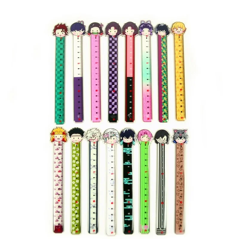 

Демоническая истребляющая линейка, прямая искусственная кожа, кавайные канцелярские принадлежности для офиса, школы, детские принадлежнос...