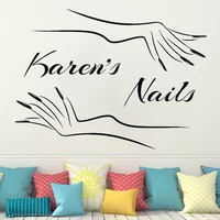 custom nails shop name emblem nail salon wall stickers decor waterproof print personalized showcase vinyl decals murals dw8719