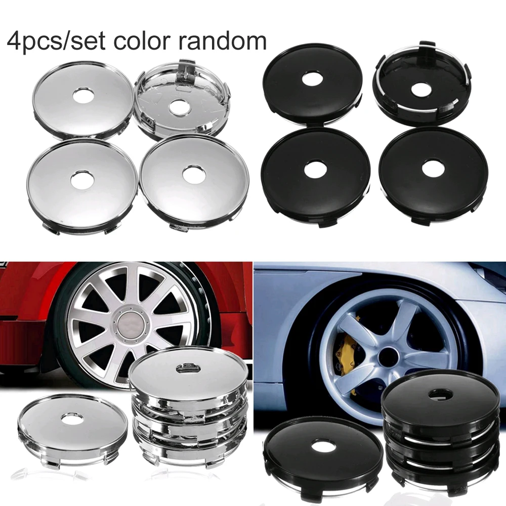 

4Pcs 60mm Silver/Black Universal Auto Car Truck Wheel Center Hub Cover Caps Set Accessories