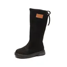 Новинка Зима 2022, модные детские сапоги до колена для девочек, утепленные плюшевые сапоги принцессы в британском стиле для студентов, сапоги до колена