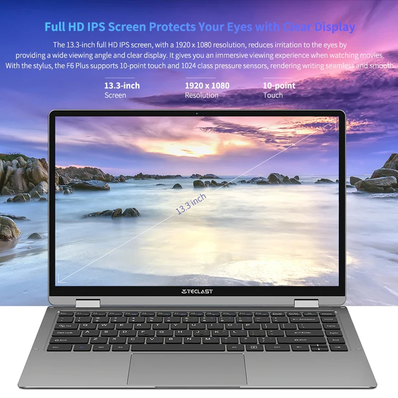 Teclast F6 Plus ноутбук Intel Gemini Lake N4100 четырехъядерный 8 ГБ ОЗУ 256 SSD Windows10 360 Вращающийся