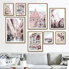Итальянское здание Венеции, цветы Лодка на стену, Художественная Картина на холсте, скандинавские постеры и принты, настенные картины для декора гостиной