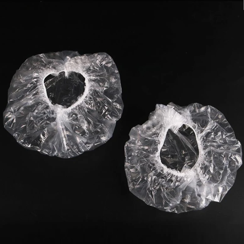 

100pcs Disposable One-off Hotel Home Shower Bathing Clear Hair Elastic Caps Hats Transparent Thickened Strip Shower Cap