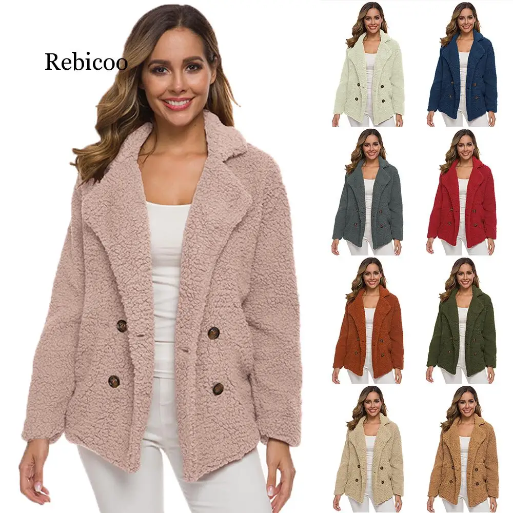 

5XL women's winter jacket lambs double-breasted sweater lapels loose fur coat short XL sweater to keep warm