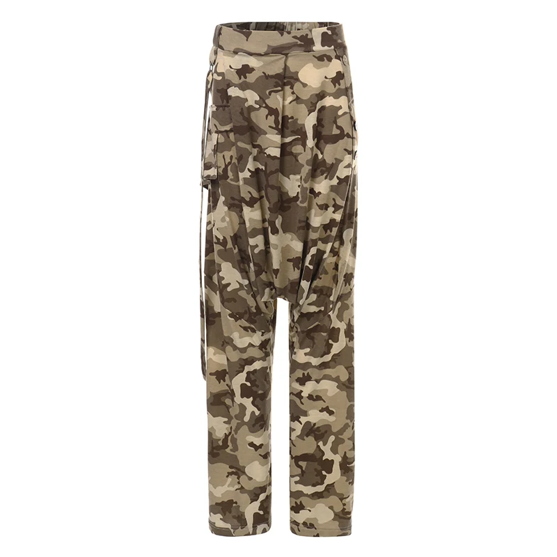Модные женские штаны-шаровары с камуфляжным принтом штаны эластичной талией и