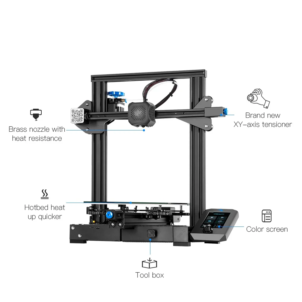 Ender-3 V.2 Junior FDM Новый 4 3 дюймов UI Цвет 3D-принтеры легкого выравнивания комплект