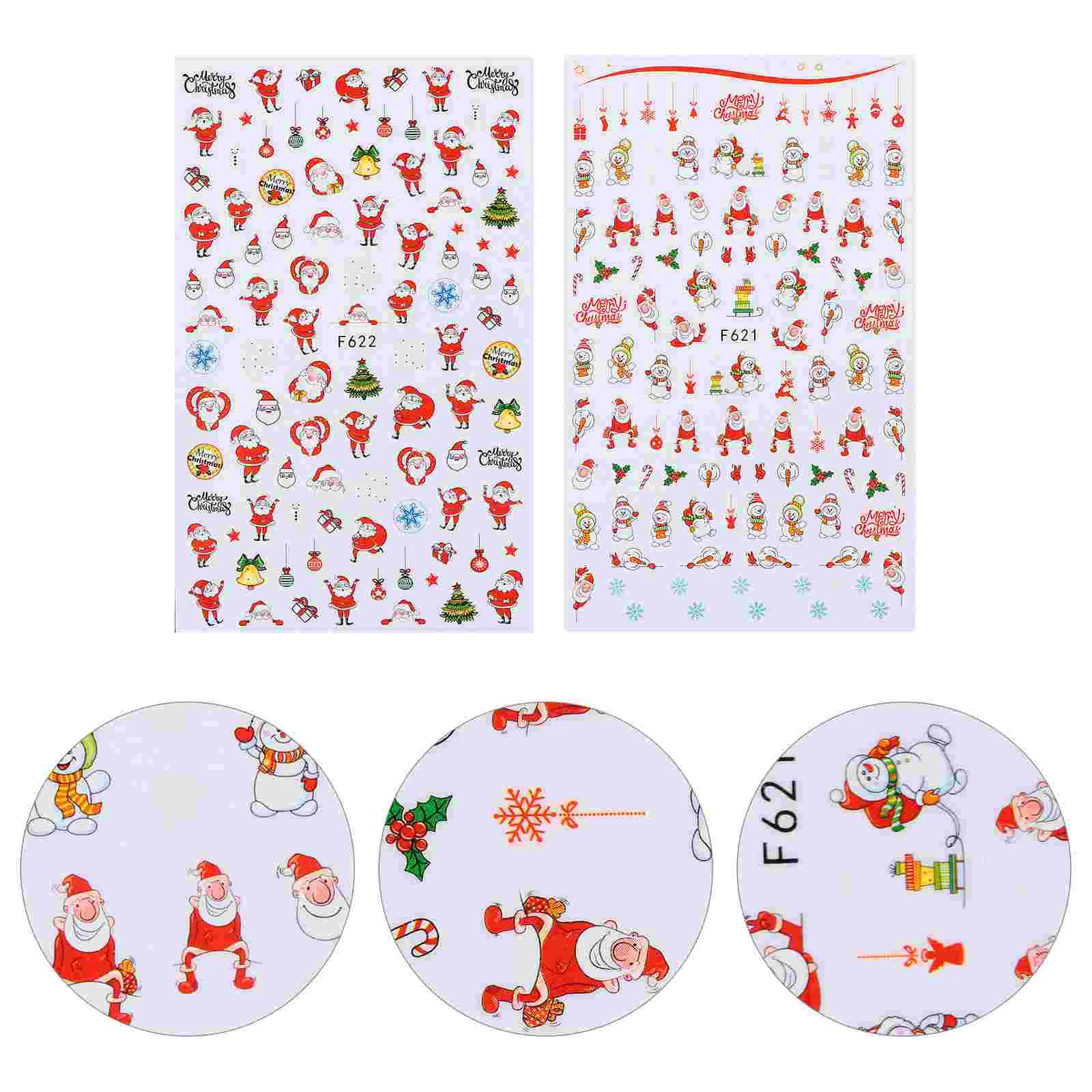 

6 Sheets Christmas Nail Sticker Santa Claus Decals Self-Adhesive DIY Decoration
