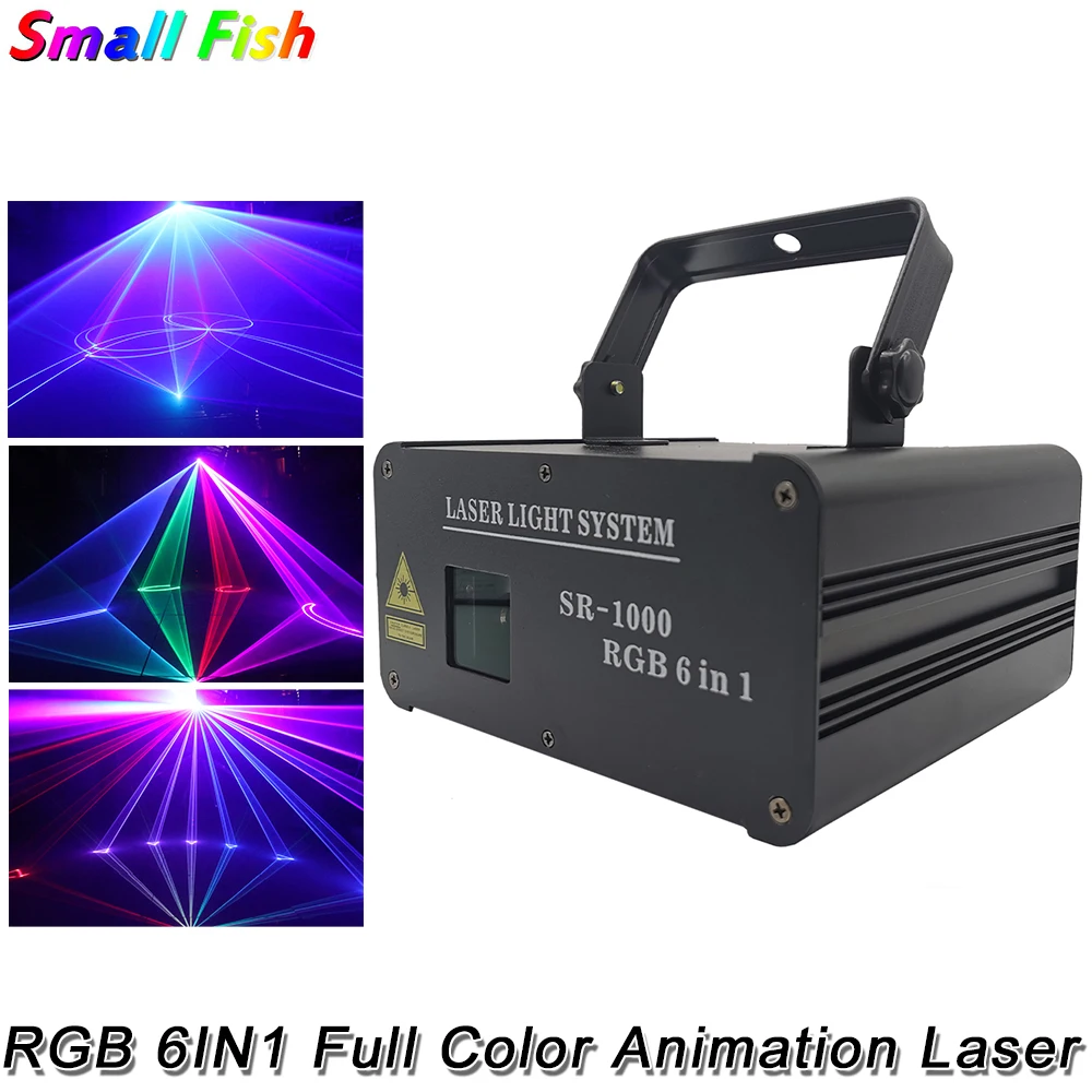 Полноцветный анимационный лазерный светильник 1 5 Вт RGB 6 в DMX512 DJ дискотека KTV