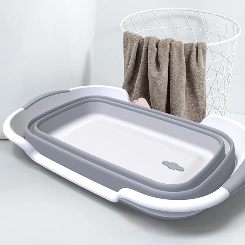 

Baby Shower Protable Bath Tub Folding Baby Shower Bathtub W/drain Pet Bath Tubs Safety Security Bath Accessories Storage Basket