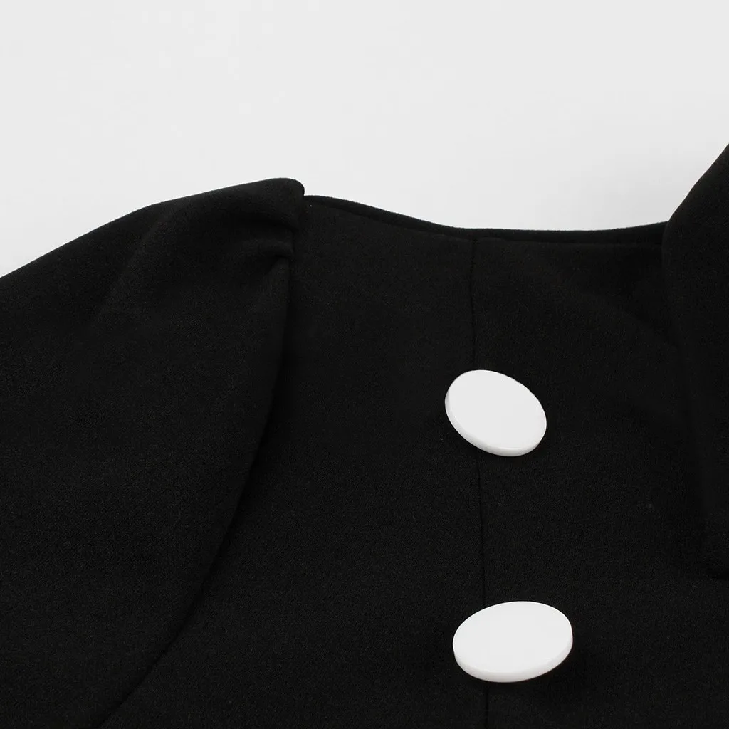 Модное винтажное платье в стиле Хепберн с длинным рукавом сексуальное рюшами на