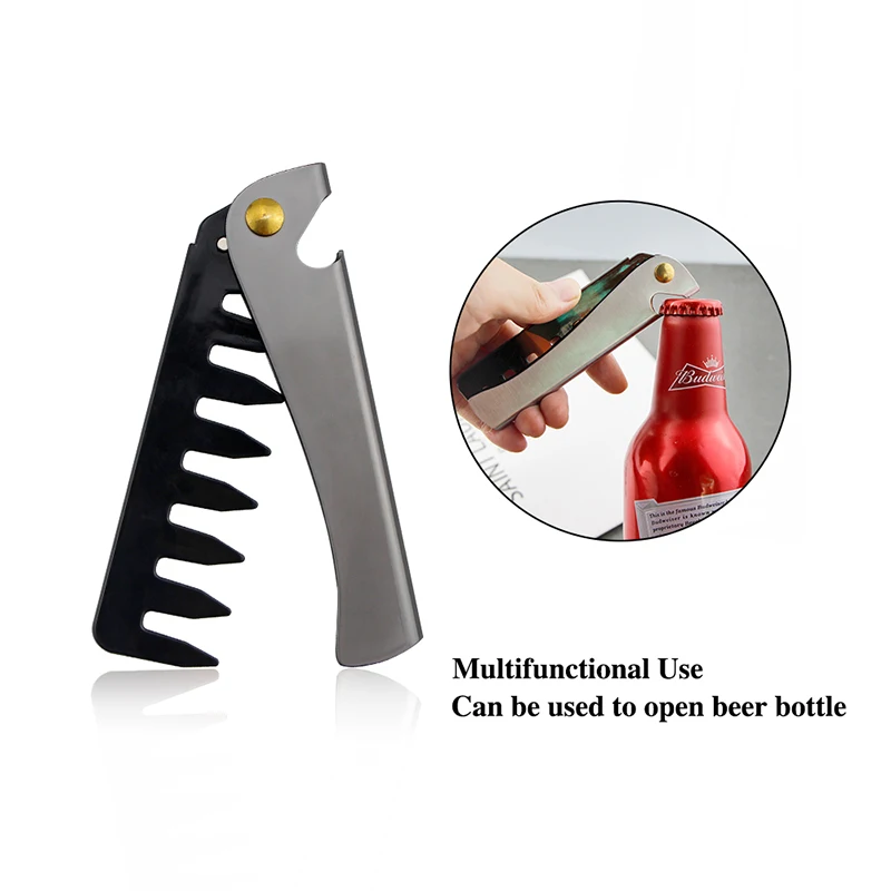 Мужская Складная расческа из нержавеющей стали в стиле ретро|Расчески| |