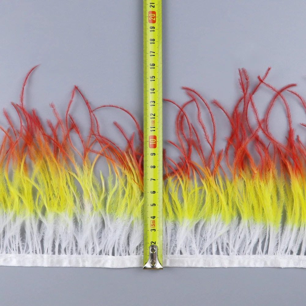 Трехцветные страусиные перья отделочная лента 10 15 см окрашенная бахрома из