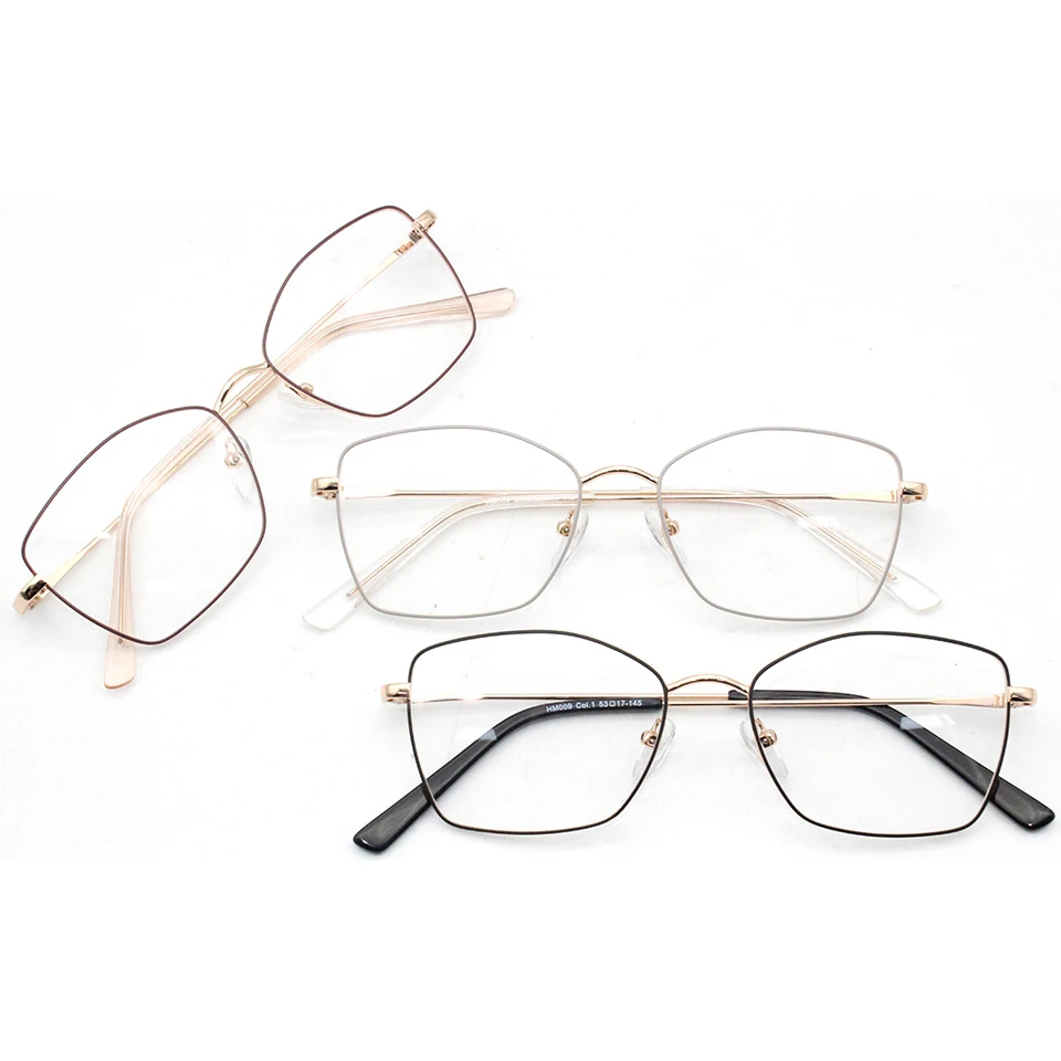 

HM009 новые металлические оптические очки черного и золотого цвета с прямоугольными прозрачными линзами
