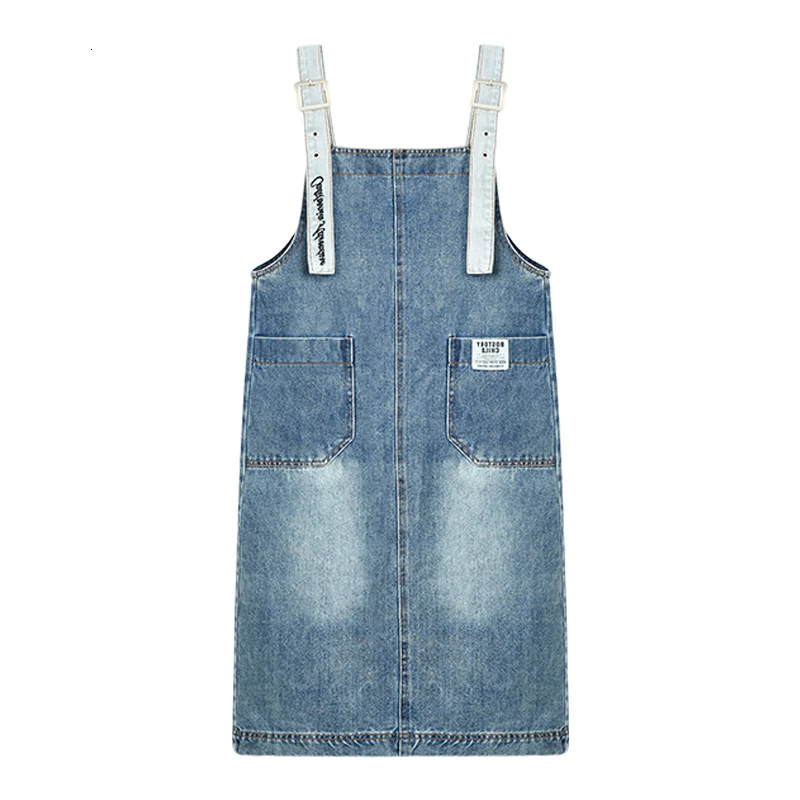 Женский джинсовый длинный сарафан на осень женский свободный комбинезон в